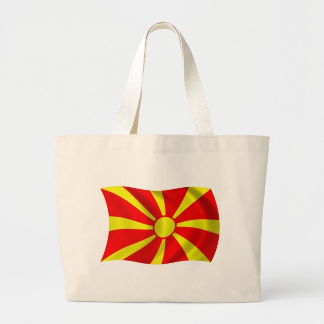 Bolsa Tote Grande Bandeira da Macedônia (Frente)