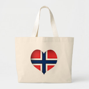 Bolsa Tote Grande Bandeira da Noruega Coração