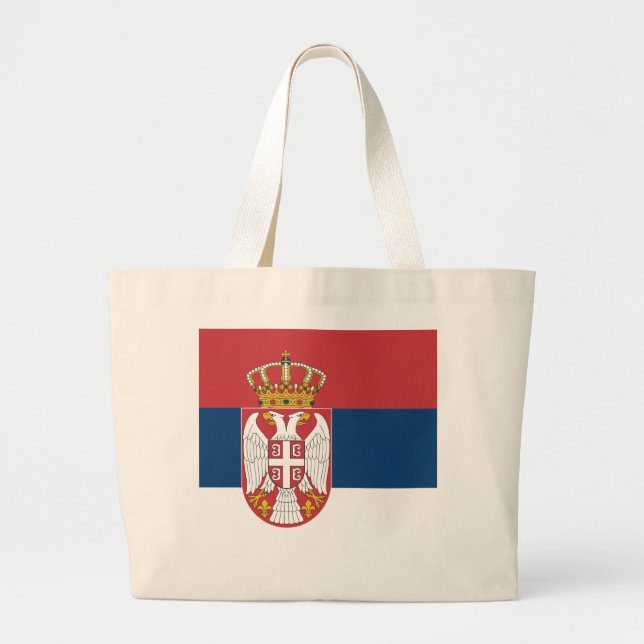 Bolsa Tote Grande Bandeira da Sérvia (Frente)