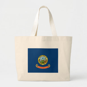 Bolsa Tote Grande Bandeira de Idaho: o Estado Pedra Preciosa, Oeste