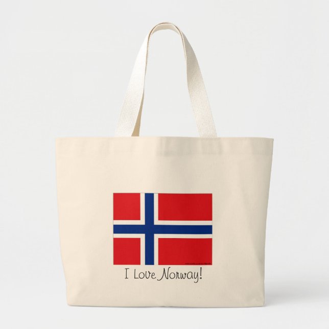 Bolsa Tote Grande Bandeira de Noruega (Frente)