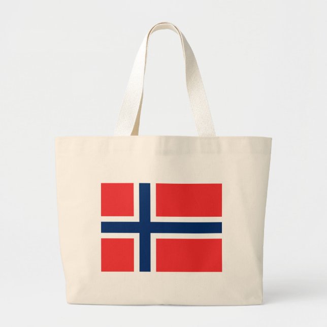 Bolsa Tote Grande Bandeira de Noruega (Frente)