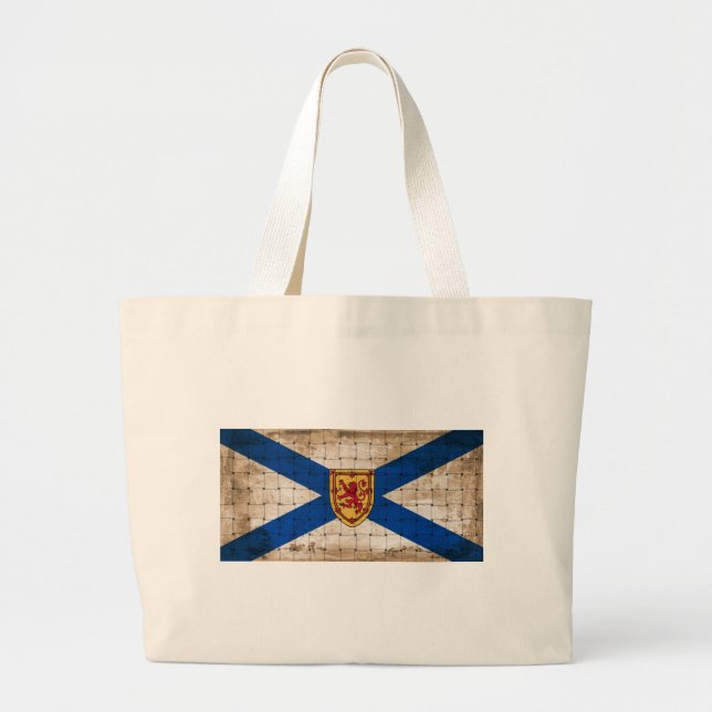 Bolsa Tote Grande Bandeira de Nova Scotia Distorcida (Frente)