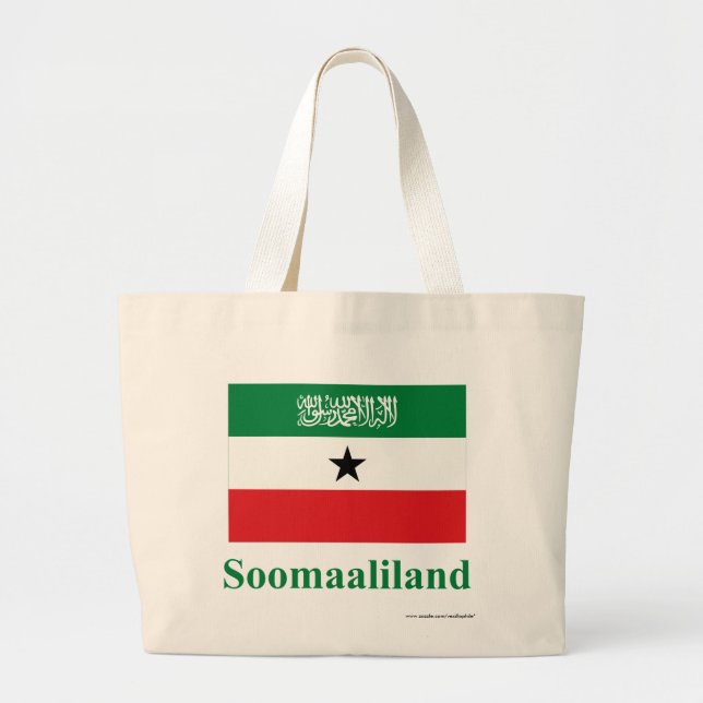 Bolsa Tote Grande Bandeira de Somaliland com nome em somaliano (Frente)