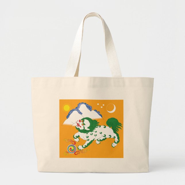 Bolsa Tote Grande Bandeira de Tibet (1920-1925) (Frente)