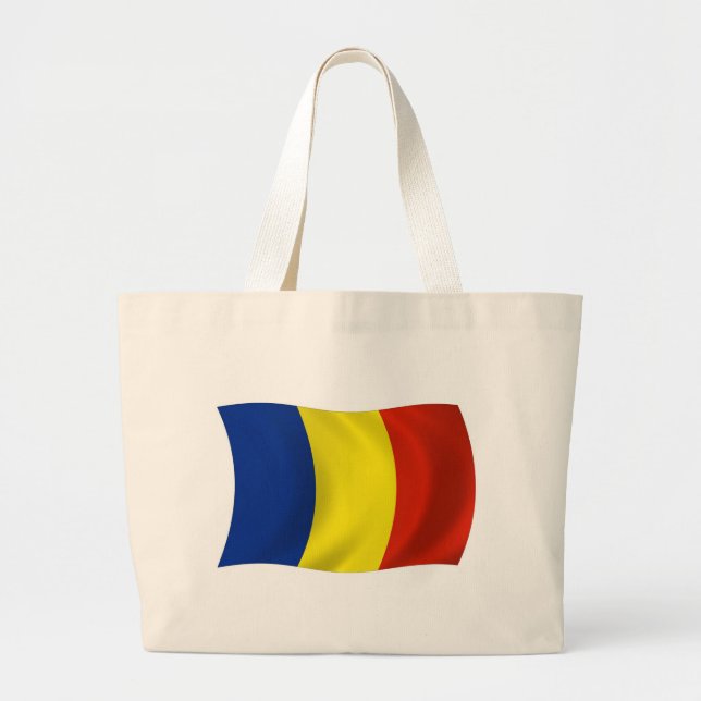 Bolsa Tote Grande Bandeira de Tote da Romênia (Frente)