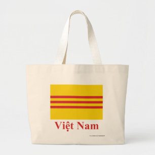 Bolsa Tote Grande Bandeira de Vietnam sul com nome no vietnamita
