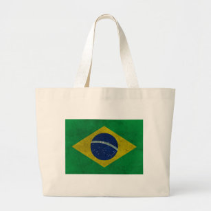 Bolsa Tote Grande Bandeira do Brasil (Estilo Envelhecida)