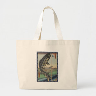 Bolsa Tote Grande Bandeira do Festival de Peixes Koi Hiroshige Japon