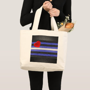 Bolsa Tote Grande bandeira do orgulho de couro SlipperyJoe's preta a