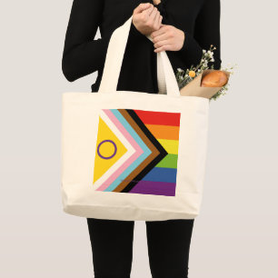 Bolsa Tote Grande Bandeira do orgulho intersexo SlipperyJoe's fundo