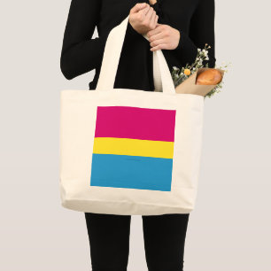Bolsa Tote Grande bandeira do orgulho pansexual SlipperyJoe rosa âmb