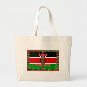 Bolsa Tote Grande Bandeira do Quênia: Tuko Pamoja - Design de Arte U