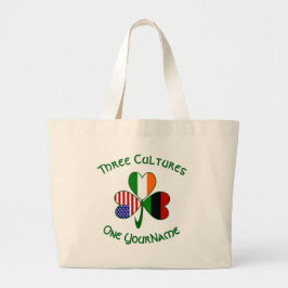 Bolsa Tote Grande Bandeira do Shamrock Irlandês Africano-Americano P