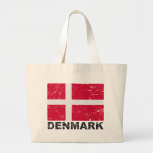 Bolsa Tote Grande Bandeira do vintage de Dinamarca