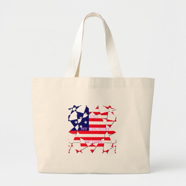 Bolsa Tote Grande Bandeira dos Estados Unidos da América (Frente)