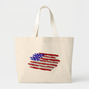 Bolsa Tote Grande Bandeira dos EUA em Penas