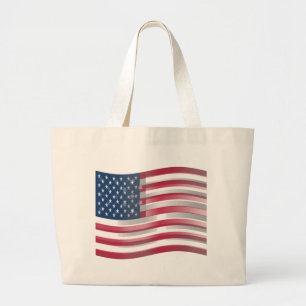 Bolsa Tote Grande Bandeira dos EUA Enriquecida: Design Artístico Ond