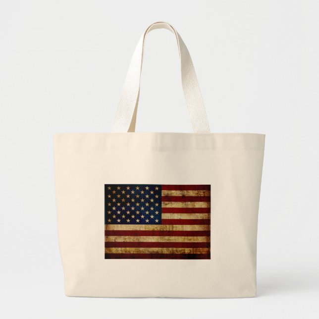 Bolsa Tote Grande Bandeira dos EUA / Grunged (Frente)