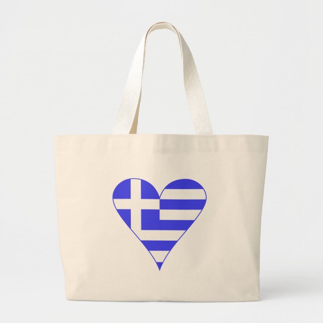 Bolsa Tote Grande Bandeira Grega do Coração Funky (Frente)