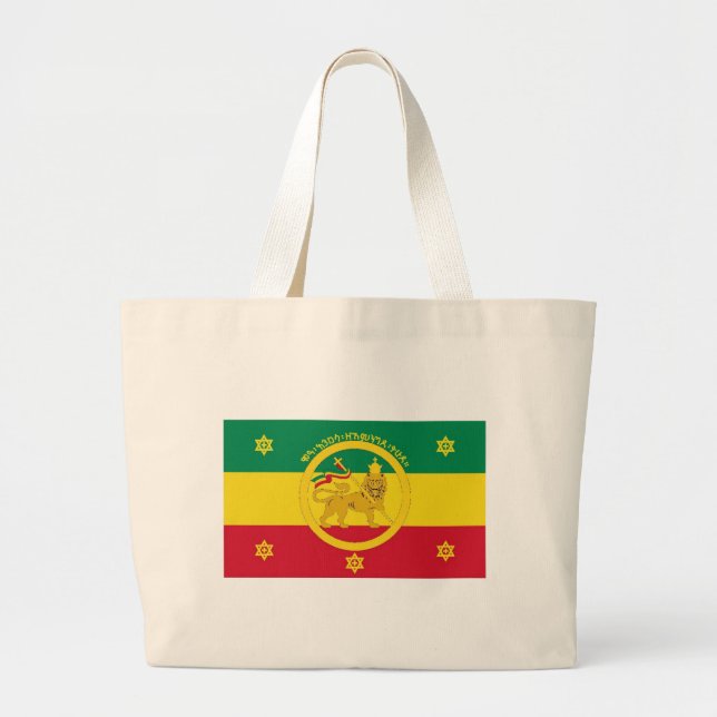 Bolsa Tote Grande Bandeira imperial etíope - Haile Selassie eu reino (Frente)
