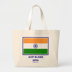 Bolsa Tote Grande Bandeira Patriótica Indiana da ÍNDIA deus abençoe
