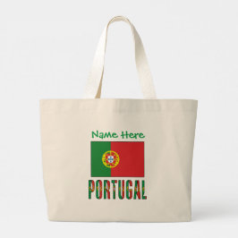 Bolsa Tote Grande Bandeira Personalizada de Portugal Património