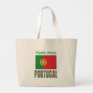 Bolsa Tote Grande Bandeira Personalizada de Portugal Património