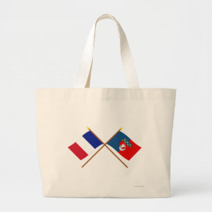 Bolsa Tote Grande Bandeiras cruzadas de France e de Paris