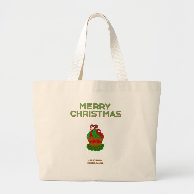 Bolsa Tote Grande Bandeja de ferramentas jumbo do Cupcake de Natal (Frente)