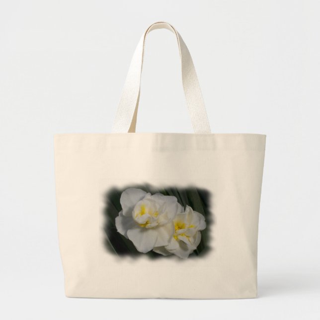 Bolsa Tote Grande Bandeja de Flor Branco (Frente)