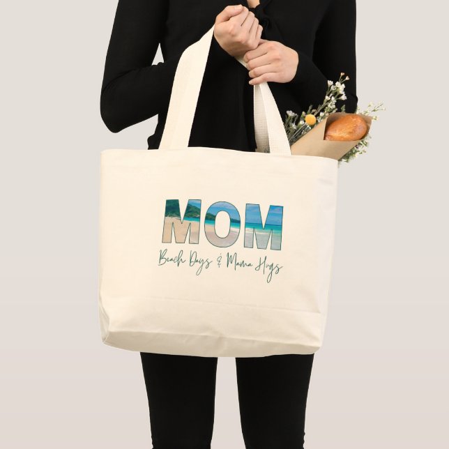 Bolsa Tote Grande Bandeja de Tota Personalizada "MOM" da Beacher | M (Frente (produto))