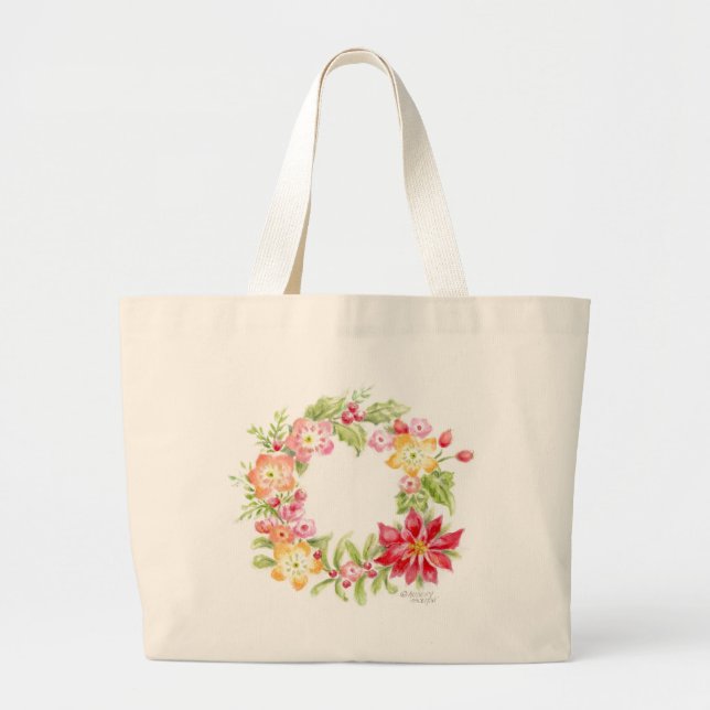 Bolsa Tote Grande Banheira de Toalhas de Natal Wreath (Frente)