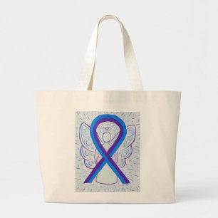 Bolsa Tote Grande Banheira de Toques de Fita de Consciência Azul e R