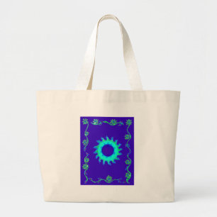 Bolsa Tote Grande Banheira de Tota Azul Iridescente com Motif Cyan S