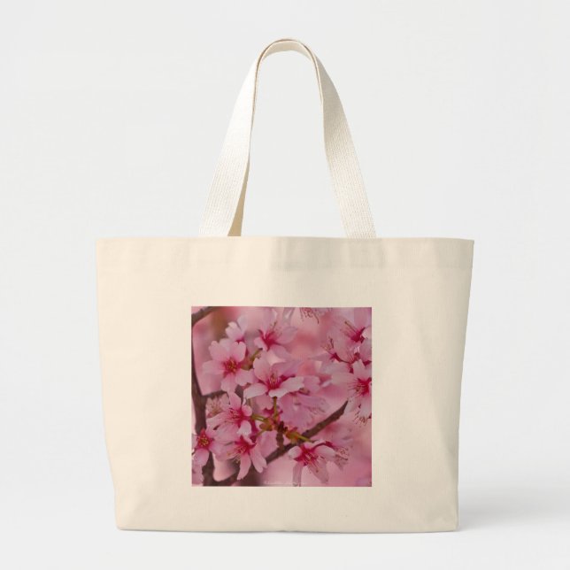 Bolsa Tote Grande Banho de cereja rosa japonês (Frente)