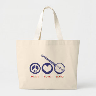 Bolsa Tote Grande Banjo do amor da paz