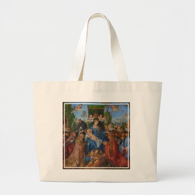 Bolsa Tote Grande Banquete das festões do rosa, 1506 (óleo na (Frente)