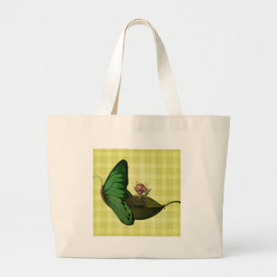 Bolsa Tote Grande Barco Fada Amarelo Xadrez