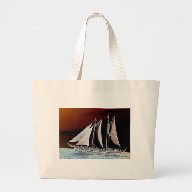 Bolsa Tote Grande Barcos sob vela (Frente)