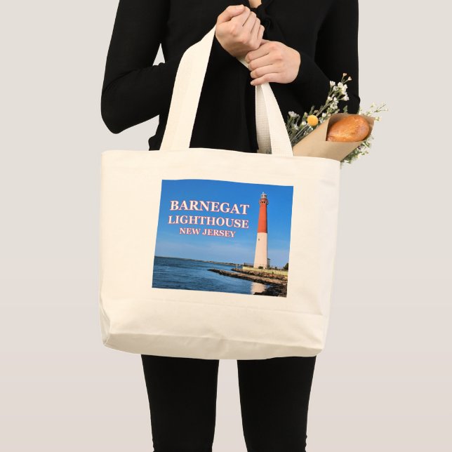 Bolsa Tote Grande Barnegat Lighthouse, Nova Jersey (Frente (produto))