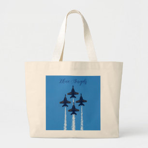 Bolsa Tote Grande Barra de Toques de Ângels Azul
