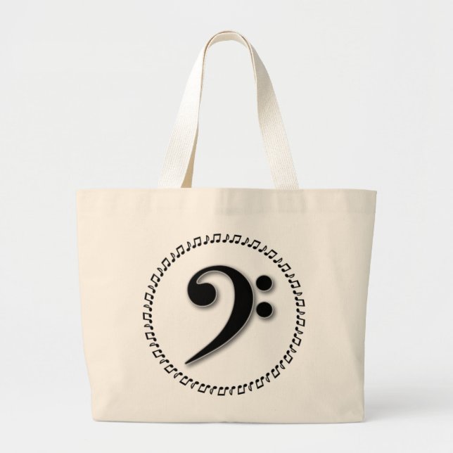 Bolsa Tote Grande Bass Clef Music Note Design (Frente)