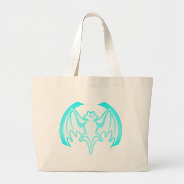 Bolsa Tote Grande Bat Cyan Inv The MUSEUM Zazzle Gifs (Frente)