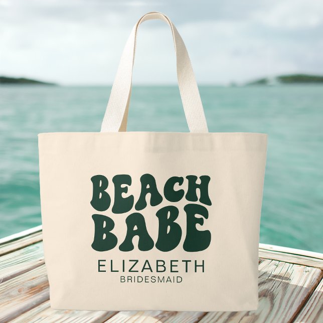 Bolsa Tote Grande Beach Babe Emerald Green Festa de solteira Legal (Criador carregado)