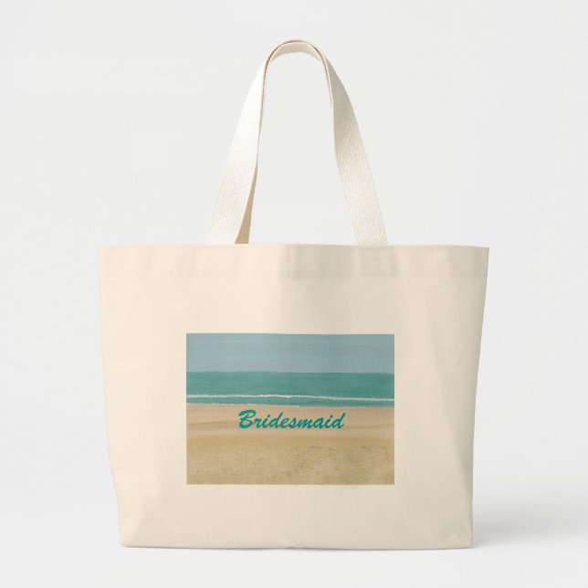 Bolsa Tote Grande Beach Sand Ocean Scense Bridesmaid ou Bride (Frente)