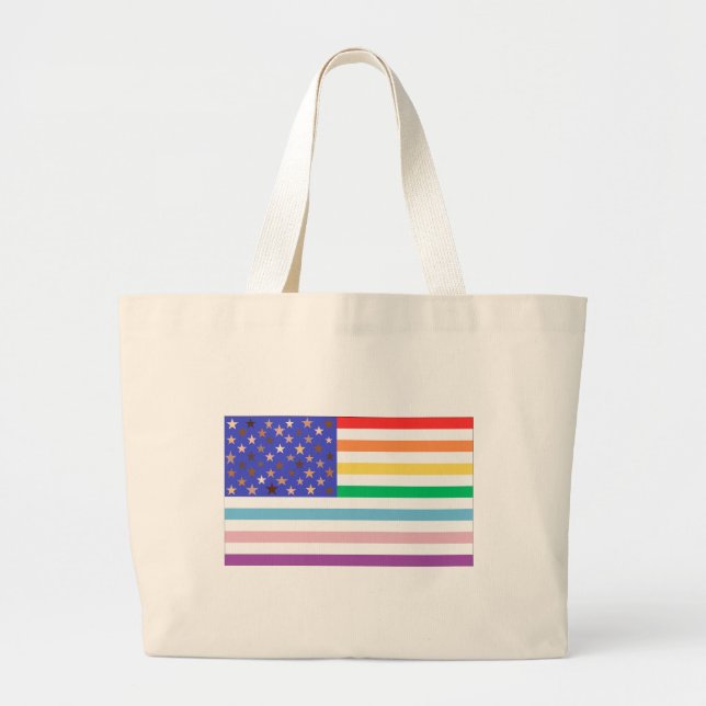 Bolsa Tote Grande Beautiful USA FLag  Large Tote Bag (Frente)