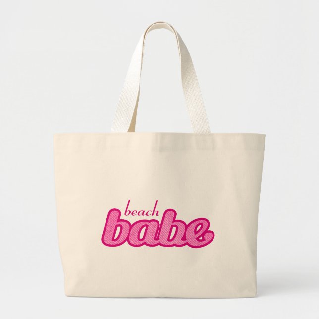 Bolsa Tote Grande "Bebê de praia", saco gráfico rosa-quente (Frente)