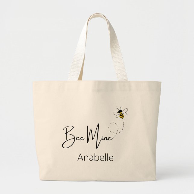Bolsa Tote Grande Bebê Mina - Bela Fofa de Dia Valentim Personalizad (Frente)