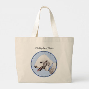 Bolsa Tote Grande Bedlington Terrier Pintura Sandy Color Dog Art